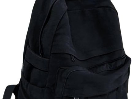 Black Canvas Backpack for Women & Men Retro Aesthetic Rucksack Basic Backpack for High School/College Students Travel Laptop Bag