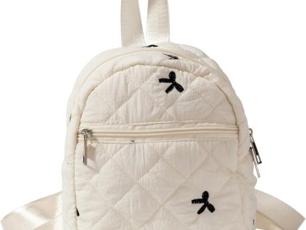 Cotton Small Backpack Purse for Women Cute Mini Aesthetic Backpack Mini Bag Purse (Beige)