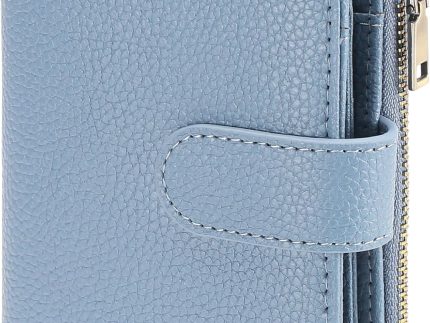Small Wallets for Women Leather  Blocking Bifold Zipper Pocket Wallet Card Case Purse with ID Window