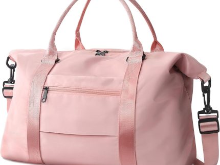Travel Duffle Bag, Waterproof Weekender Carry On Tote Bags for Women, Sport Gym Bag for Men, Hospital Bag for Labor and Delivery, Overnight Luggage Bag with Trolley Sleeve Coral Pink