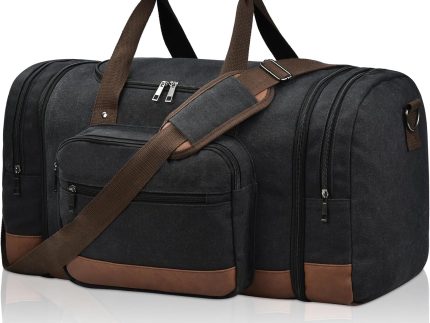 Duffle Bag for Travel, 50L Canvas Travel Duffel Bags Overnight Weekend Gym Carry On Luggage Bag for Men & Women(Black)