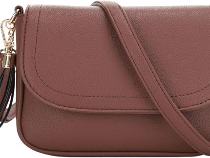 Small Crossbody Bags for Women Trendy Flap Saddle Purses with Tassel Vegan leather Shoulder bag