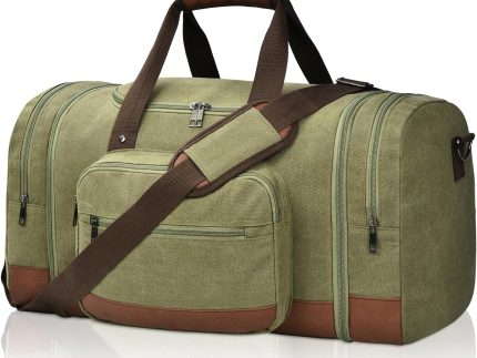 Duffle Bag for Travel, 50L Canvas Travel Duffel Bags Overnight Weekend Gym Carry On Luggage Bag for Men & Women(Army Green)