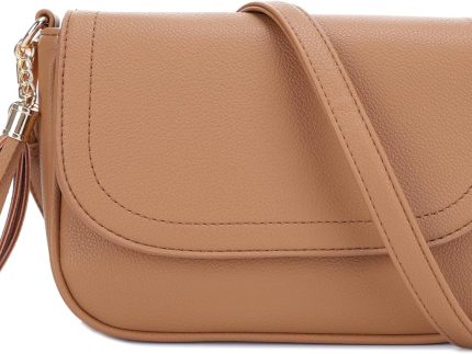Small Crossbody Bags for Women Trendy Flap Saddle Purses with Tassel Vegan leather Shoulder bag