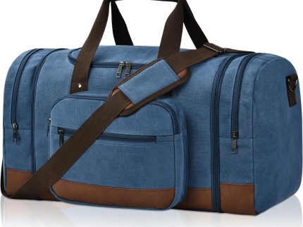 Duffle Bag for Travel, 50L Canvas Travel Duffel Bags Overnight Weekend Gym Carry On Luggage Bag for Men & Women(Blue)